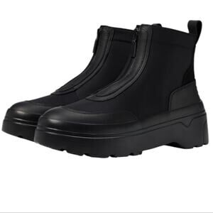 Hunter Explorer Ankle Zip Flatform Boots Womens Rubber Upper Polyester Lining 10